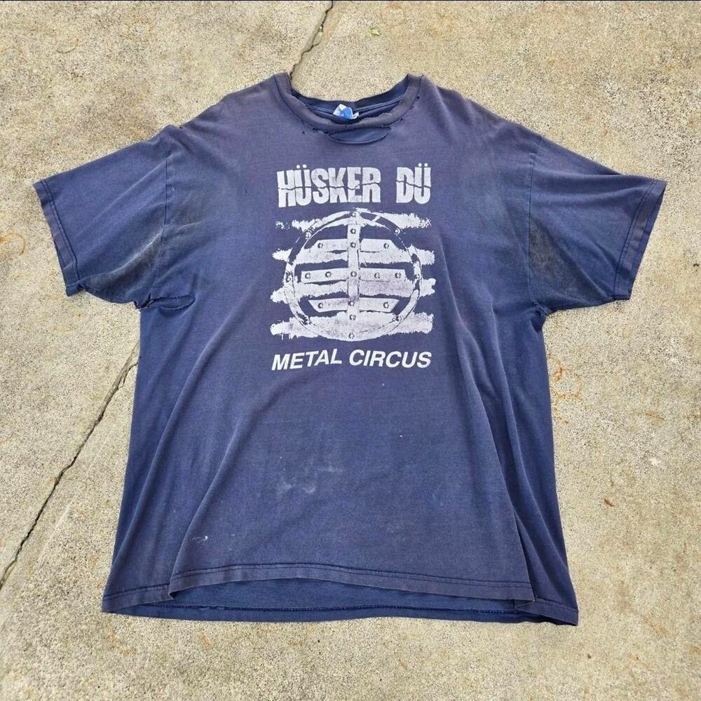 Vtg 90s HUSKER DU Metal Circus Album Cover Distressed Punk Band T Shirt XXL - Picture 1 of 6